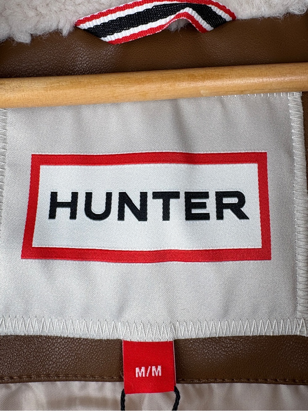 NWT Hunter Emma High Pile Fleece Jacket Cream Brown Cozy Sherpa Coat Medium - Picture 2 of 16